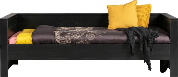 Dennis, miegamoji sofa, juoda, H73x101x219 cm, pušis