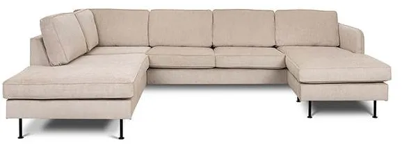 Læsø sofa su ilga dalimi ir atvira puse - 288 x 210 cm - smėlio veliūras - dešinės pusės