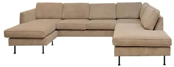 Thy sofa su šezlongu ir atvira puse - 305 x 210 cm - smėlio spalvos aksomas - kairinis