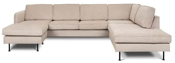Læsø sofa su šezlongu ir atvira puse - 288 x 210 cm - smėlio spalvos aksomas - kairinė