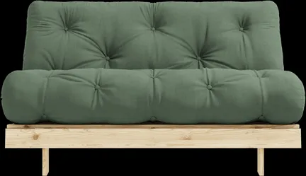 Karup Design Roots miegamoji sofa su čiužiniu 140x200 756 alyvuogių žalia / pušis