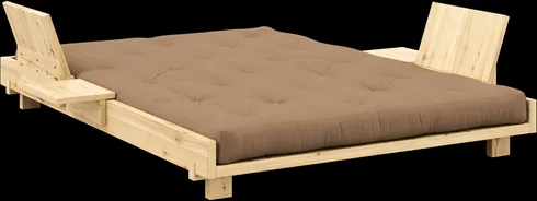 Karup Design Social miegamoji sofa su 2 atlošais, šoniniu staliuku ir čiužiniu 140x200 Mocca/šviesiai lakuota