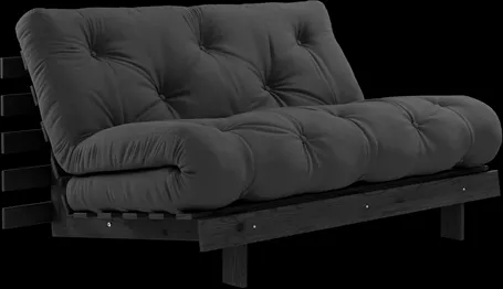Karup Design Roots miegamoji sofa su čiužiniu Roots 140x200 Tamsiai pilka / Lakuota juoda