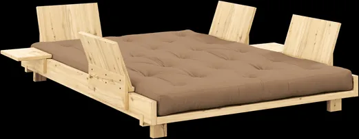 Karup Design Social sofa-lova su 4 atlošais, šoniniu staliuku ir čiužiniu 140x200 Mokka/Šviesiai lakuota